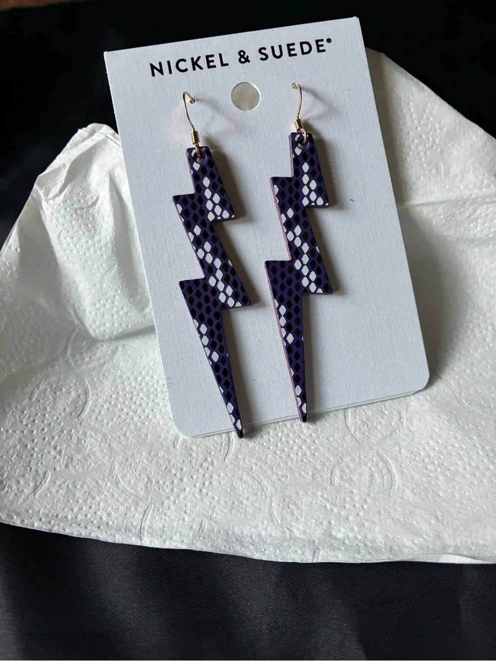 Purple Lightning Bolt Dangle Earrings